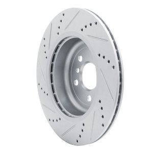 BMW 330I Brake Rotor (1) - Left Rear - R1 Concepts - Drilled & Slotted - Silver - `17-`25